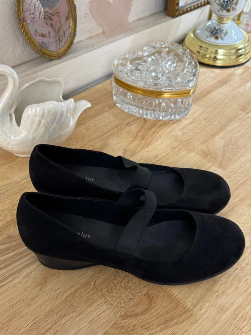 Vintage Y2K Classic Predictions Black Mary Jane Slip On Wedge Pumps Size 9 Retro